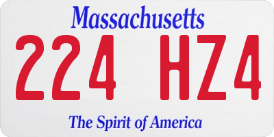 MA license plate 224HZ4