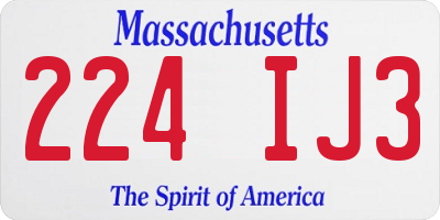 MA license plate 224IJ3