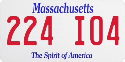 MA license plate 224IO4