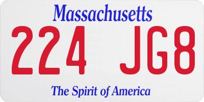 MA license plate 224JG8
