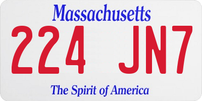 MA license plate 224JN7