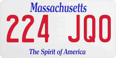 MA license plate 224JQ0