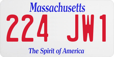 MA license plate 224JW1