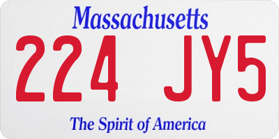 MA license plate 224JY5