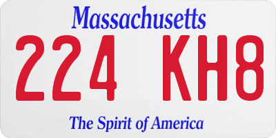 MA license plate 224KH8