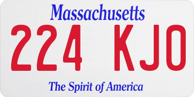 MA license plate 224KJ0