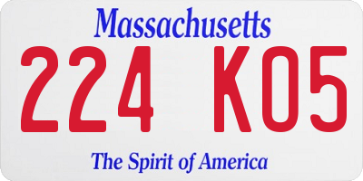 MA license plate 224KO5