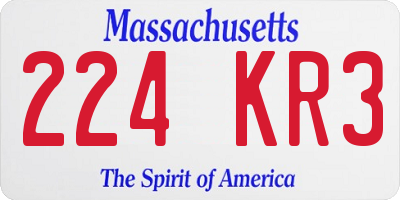 MA license plate 224KR3
