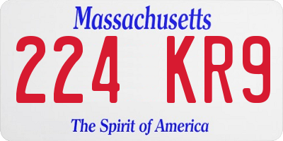 MA license plate 224KR9