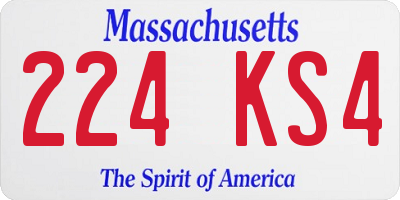 MA license plate 224KS4