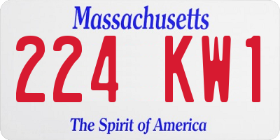 MA license plate 224KW1