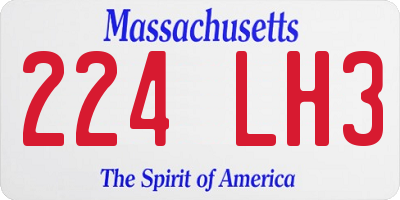 MA license plate 224LH3