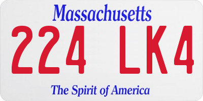 MA license plate 224LK4