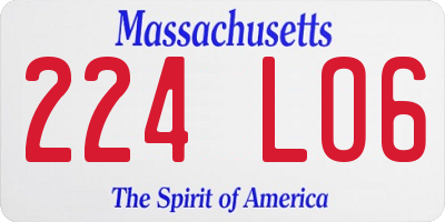 MA license plate 224LO6