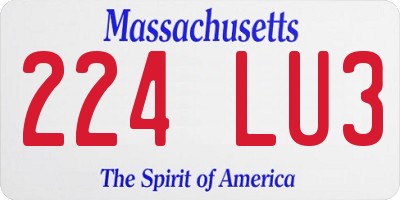 MA license plate 224LU3