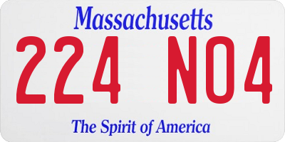 MA license plate 224NO4