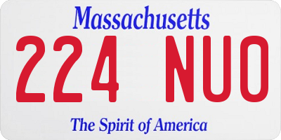 MA license plate 224NU0