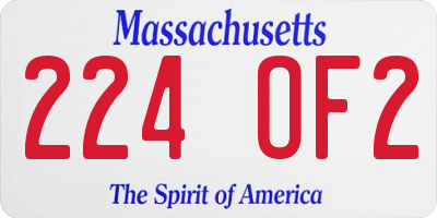 MA license plate 224OF2