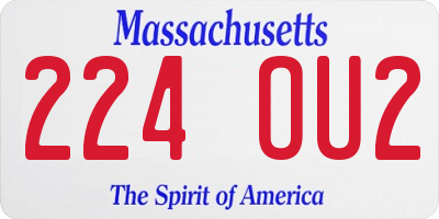 MA license plate 224OU2