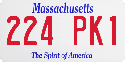 MA license plate 224PK1