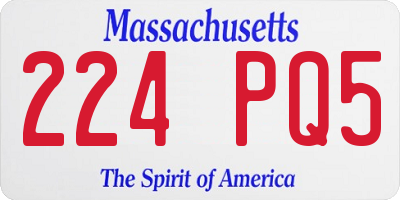 MA license plate 224PQ5