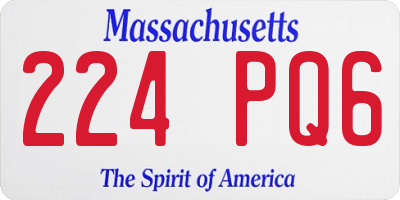 MA license plate 224PQ6