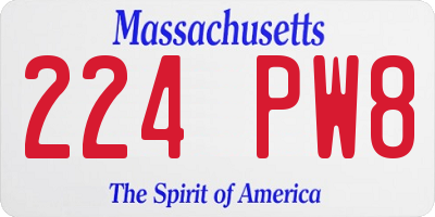 MA license plate 224PW8
