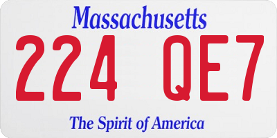 MA license plate 224QE7
