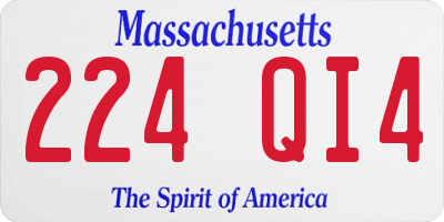 MA license plate 224QI4
