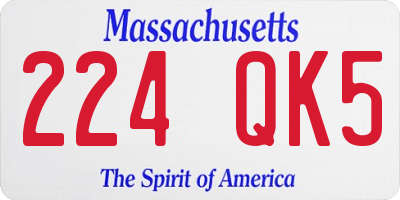 MA license plate 224QK5