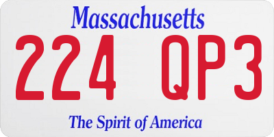 MA license plate 224QP3