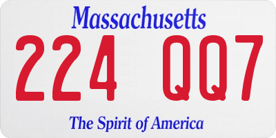 MA license plate 224QQ7