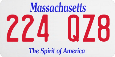 MA license plate 224QZ8