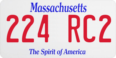 MA license plate 224RC2