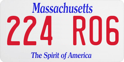 MA license plate 224RO6