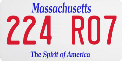 MA license plate 224RO7