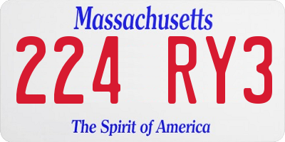 MA license plate 224RY3