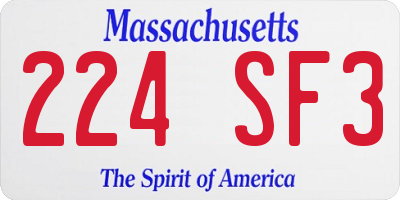 MA license plate 224SF3