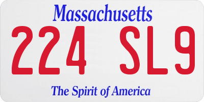 MA license plate 224SL9