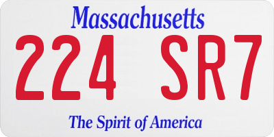 MA license plate 224SR7