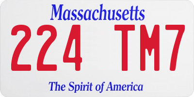 MA license plate 224TM7