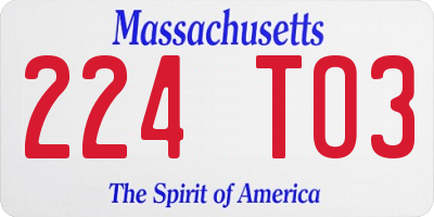 MA license plate 224TO3