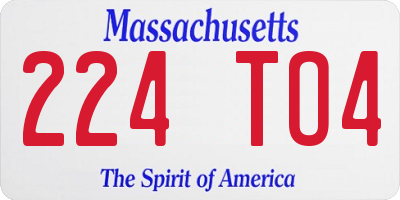 MA license plate 224TO4