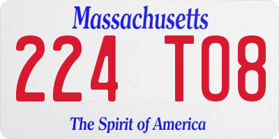 MA license plate 224TO8