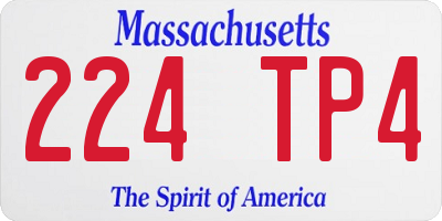 MA license plate 224TP4