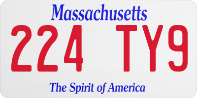 MA license plate 224TY9