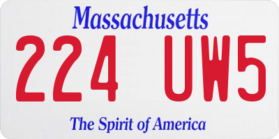 MA license plate 224UW5