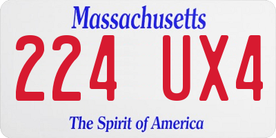 MA license plate 224UX4