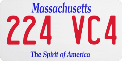 MA license plate 224VC4