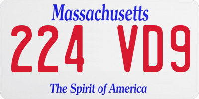 MA license plate 224VD9